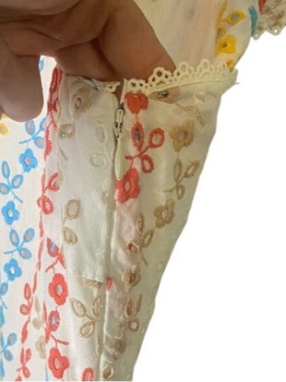 100% Cotton maxi dress Antonio Melani rainbow eyelet design - Picture 10 of 11